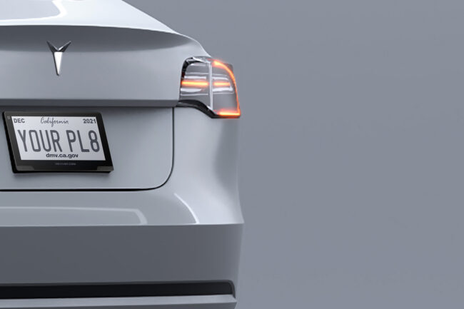 Garage-lit RPlate unit showcasing vehicle lighting