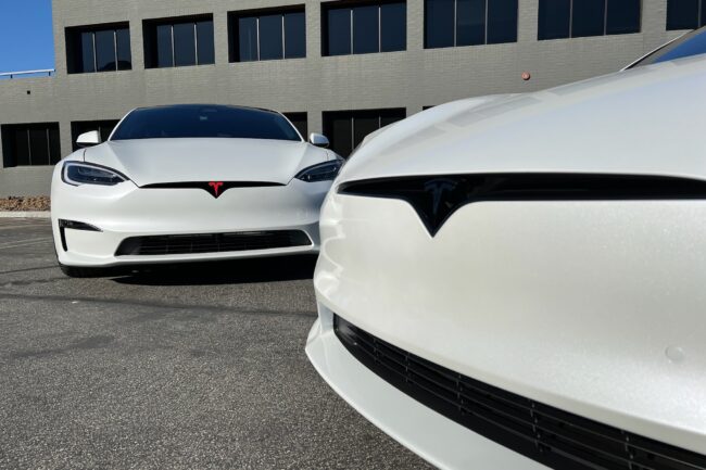 Tesla charging port area with ceramic coat