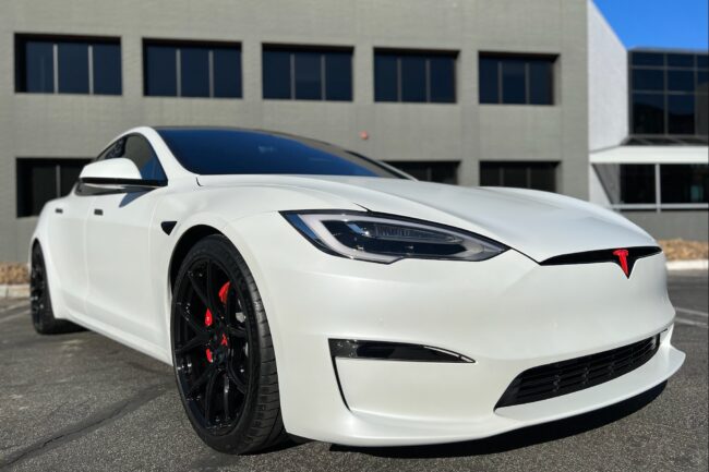 Tesla rear quarter with ceramic protection finish