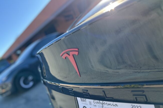 Tesla close-up of wheel with paint protection film