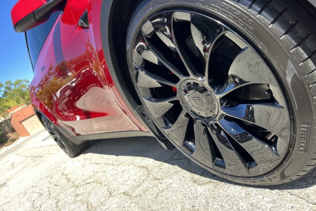 Tesla hood with premium paint protection film applied