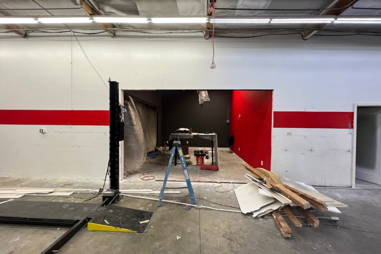 Opening up the walls between the office and shop.